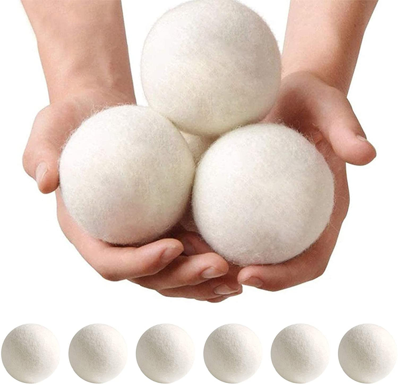 6PCS Reusable Wool Dryer Balls Natural Laundry Softener Fabric Laundry Balls