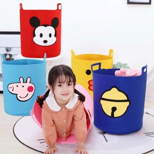 Felt Storage Basket Bin with Handles Organizer Toy Clothes Storage for Home Office Dormitory