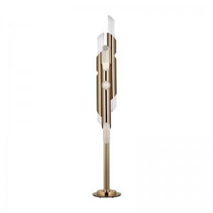 Floor Lamps SPWS-FL005 The elegant vertical gold-plated brass lamp has delicate lines, and the exquisite crystal tube is heavy, elegant and pure