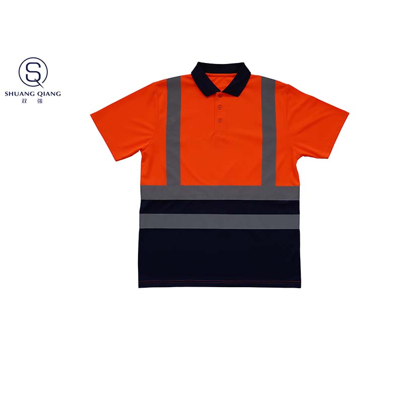 Custom shorts sleeve 100%polyseter lapel quick dry reflective safety mix colors mesh polo shirt