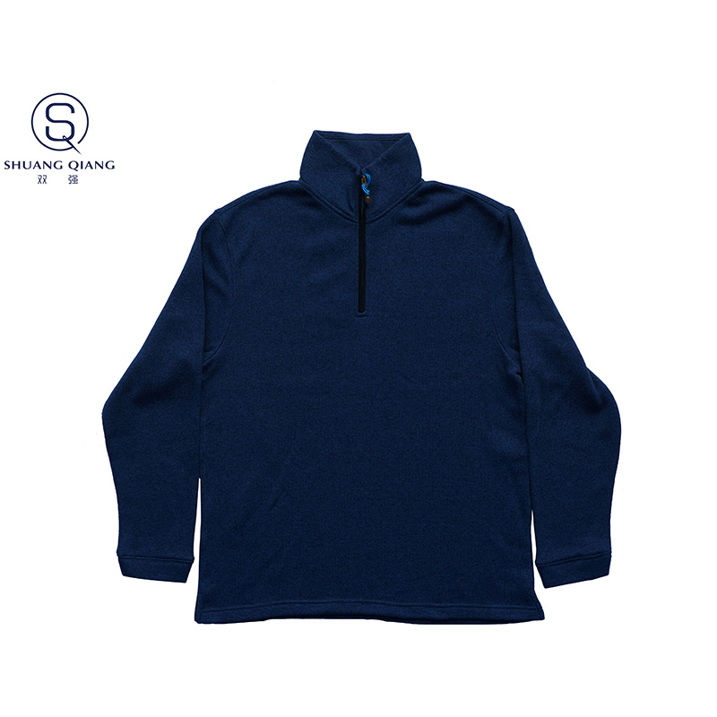 High level customized men’s casual jacket baseball jacket long sleeve keep warm stand collar rib CVC 60%cotton/40%polyester fleece sweater
