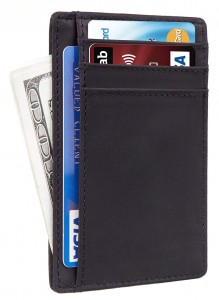 Men’s and women’s ultra-thin minimalist wallets-leather card case front pocket thin men’s wallets slim RFID blocking minimalist credit card holder