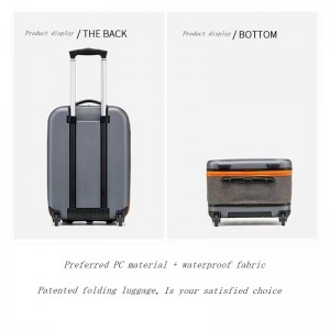 Newly designed PC trolley case, foldable storage storage travel luggage