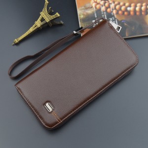 New business long zipper wallet classic calm multifunctional men’s wallet detachable hand strap adult wallet