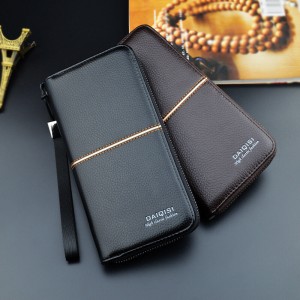 Detachable hand strap adult wallet high-end business men’s wallet long zipper wallet