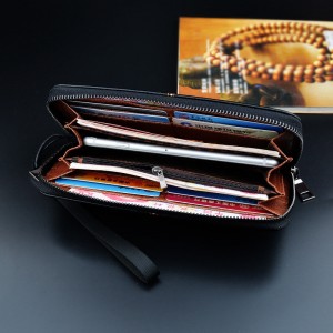 New business long zipper wallet classic calm multifunctional men’s wallet detachable hand strap adult wallet