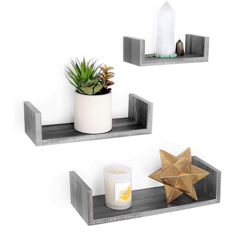 China Wholesale Floating Shelves Living Room Suppliers –  Set of 3 U Shaped Floating Wall Shelves – SS Wooden