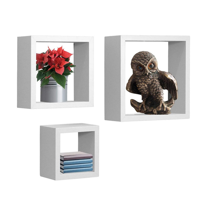 Set of 3 White Cube Wall Shelves Featured Image