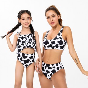 Mother and daughter swimwear kids bathing suits leopard printed little girl child swimsuit