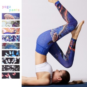 Wholesale custom digital printed sexy high waist butt lift yoga pants women