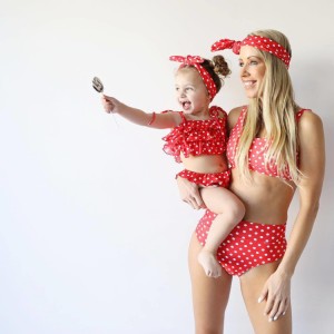 OEM Bandeau Swimsuits Manufacturer - Mommy and Me Family Matching Swimsuits Women Swimwear Bikini Set High Waisted Girls Bathing Suit – Stamgon