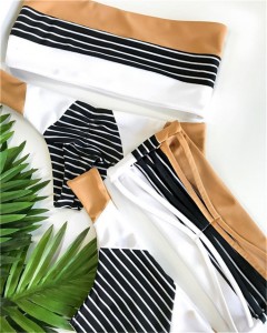 Women’s Bikini Swimsuits Strapless Two Pieces Bathing Suits Print Bandeau Swimwear Thong Bikinis Set