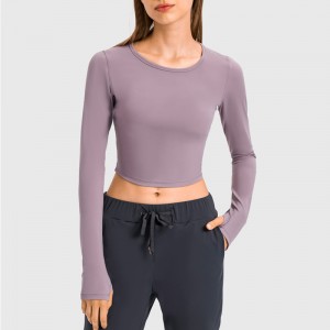 Long Sleeve Crop Tops Workout Athletic Gym Shirts Cropped Sweatshirts for Women
