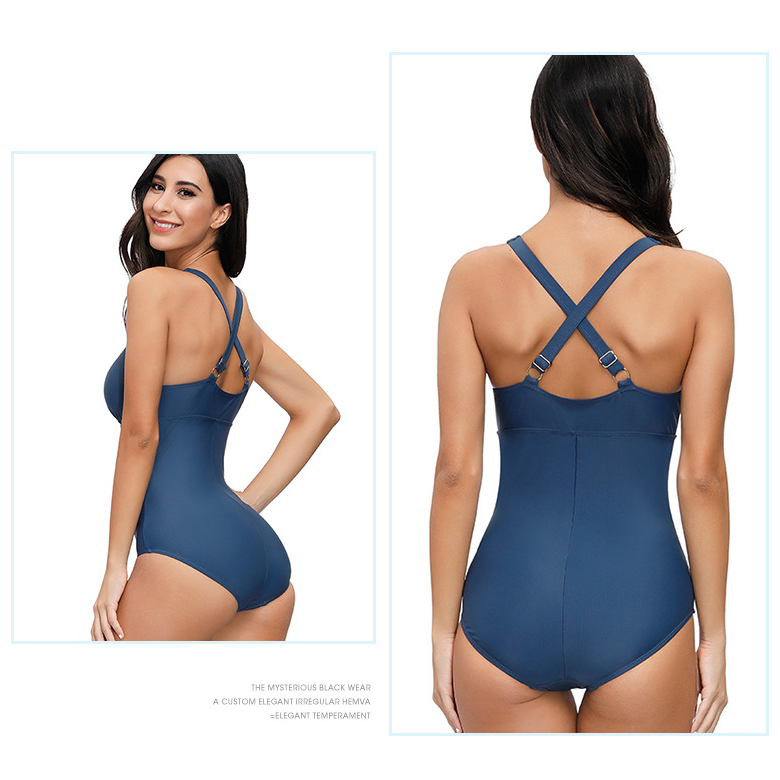 Women’s One Piece Swimsuit Tummy Control Padded Athletic Training Swimwear V Neck Slimming Bathing Suit Plus Size (7)