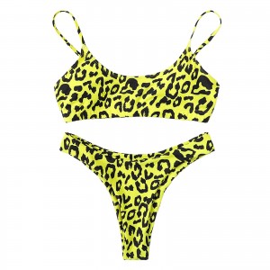 OEM Leopard Print Sports Bra Supplier - Women’s Bathing Suits Spaghetti Strap Leopard Print Thong Bikini Swimwear Set – Stamgon