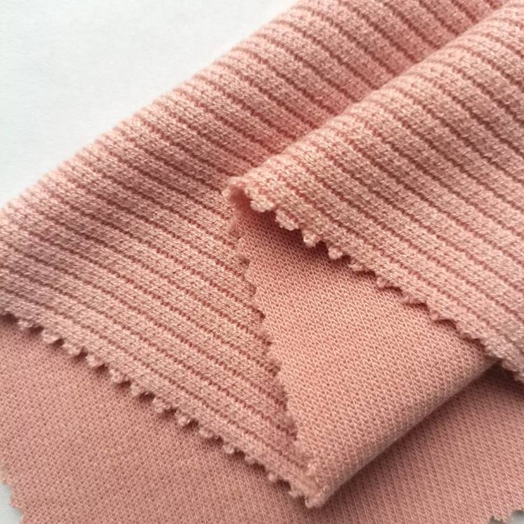 high quality polyester rayon  slub rib knit fabric for garment