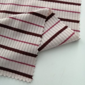 Taas nga Kalidad 4*2 Yarn Dyed Ribbed Elastic Knit Stripe Rib Fabric para sa Underwear