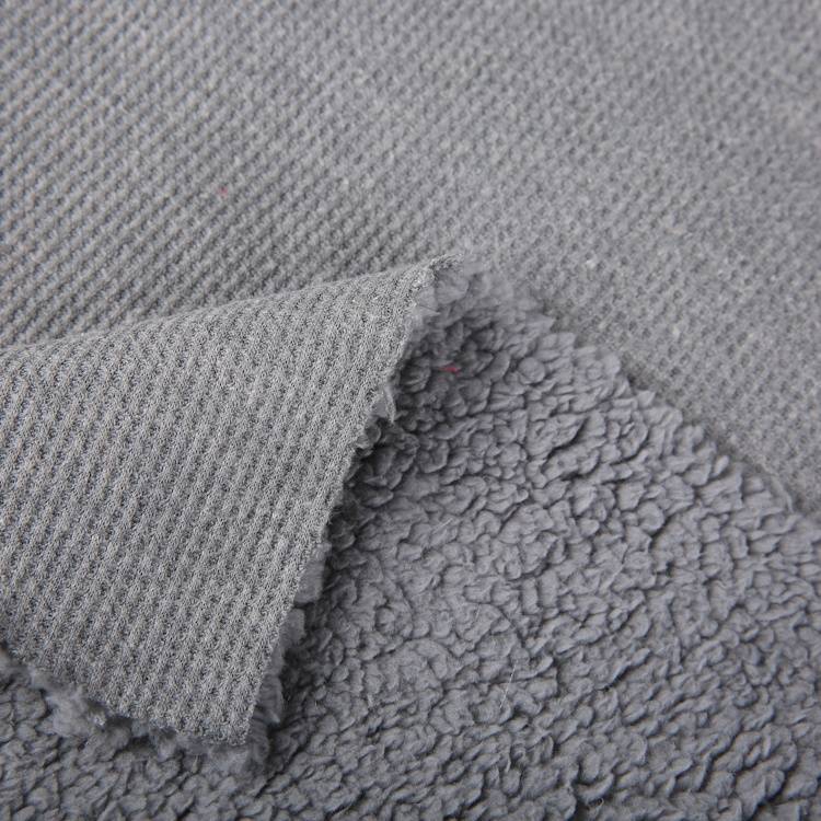 China direct textiles plain dyed knitted waffle fabric bonded sherpa fleece
