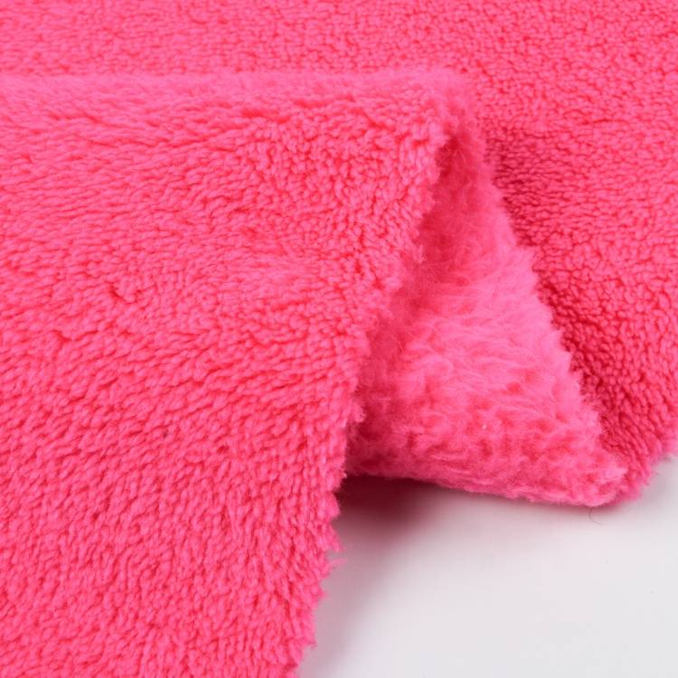 In-stock na tela 100% poly warp knitted coral fleece fabrics para sa damit