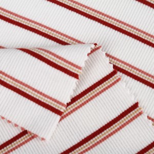 Beliebte Textilien, maßgeschneiderter, elastischer, garngefärbter 2*2-Streifen-Rippstrickstoff aus Viskose für Bekleidungsunterwäsche
