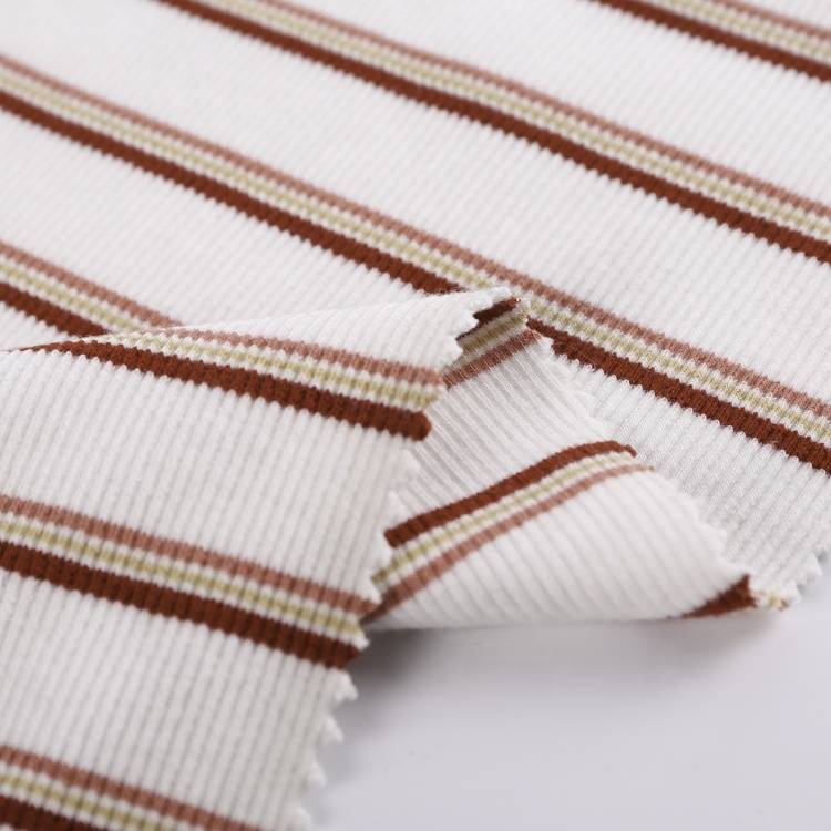 latest design 2*2 colorful rayon spandex ribbed stripe knit fabric garment