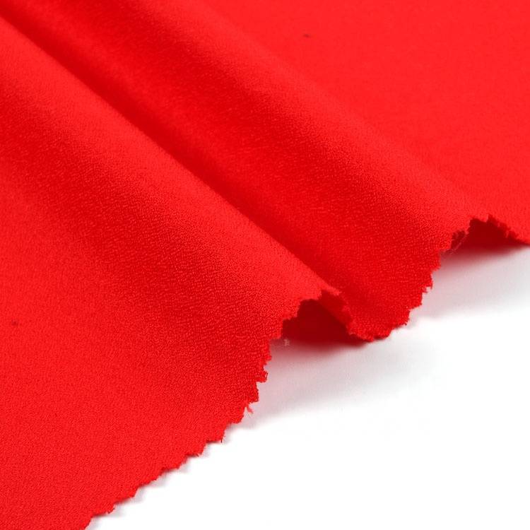 Gutt schéi Qualitéit weft gestréckte Crepe Polyester Jersey Stoff fir Kleedungsstéck