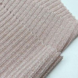High-shine girls camisole 180GSM rayon spandex lurex metallic knit 4*4 viscose rib fabric