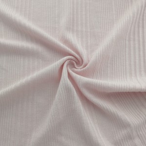 Mainit nga pagbaligya nga Lightweight Pink Knit Polyester Spandex Rib Fabric alang sa mga Sapot sa Babaye