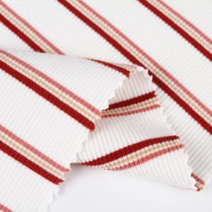 Têxteis populares, fio elástico de rayon personalizado, tingido com listras 2*2, tecido de malha canelada para roupas íntimas