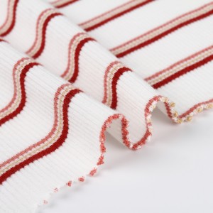 Popularni tekstil po mjeri elastična pređa obojena 2*2 prugasta rebrasta tkanina za donje rublje