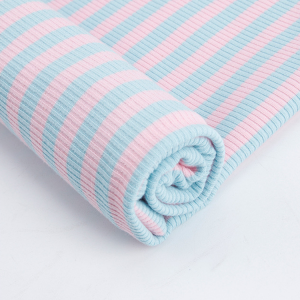 Họa tiết sọc co giãn 95 cotton 5 spandex cổ áo co giãn 2×2 vải dệt kim sườn