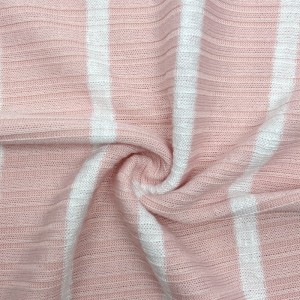 Pehme mugav vest polüester rayon spandex roosa kootud lõngaga värvitud triibuline soonikkangas beebidele