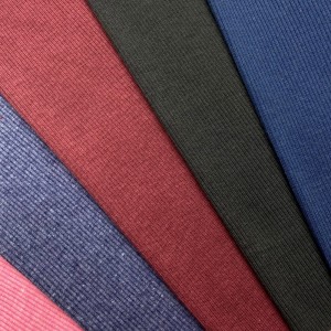 Komfortabelt rørende 330GSM stretchet bomull polyester strikket 2×2 ribbet stoff for cardigan genser
