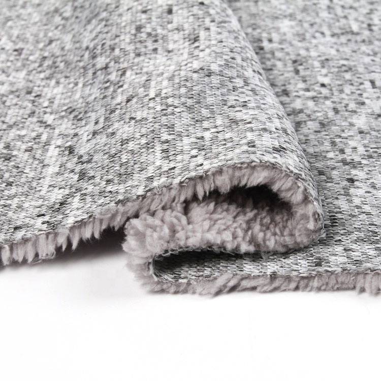 Manufacturer selling 100% polyester knit sweater jersey bonded sherpa fleece fabric