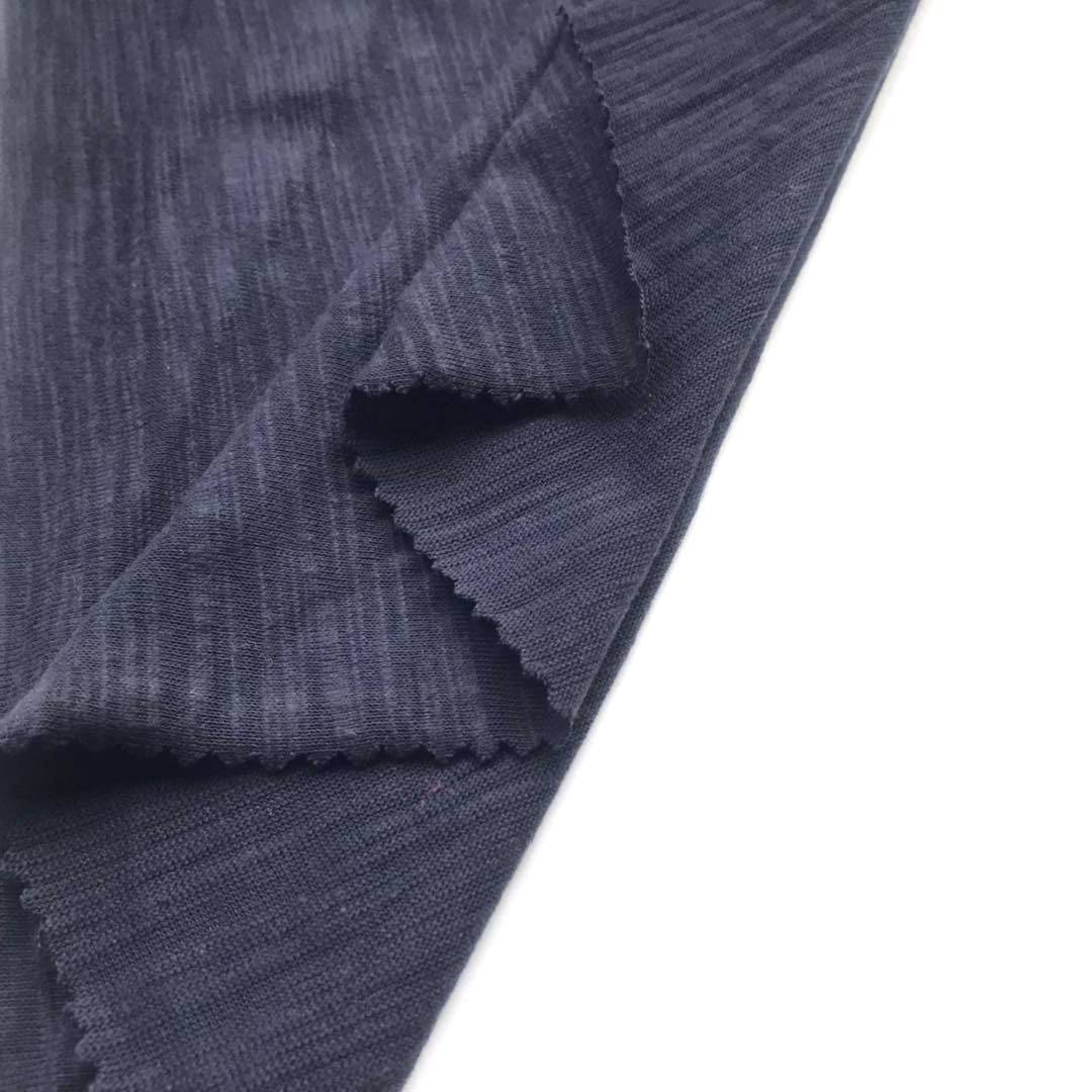 Qalîteya Mezin a Polyester Spandex Slub Jersey Fabric for Summer Cut