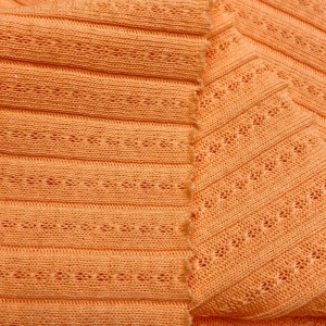 Espesyal nga disenyo sa sweater 60% gapas 40% polyester knit 210GSM hacci cvc ribbed tela para sa cardigan