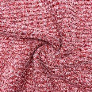 Taas nga kalidad nga cardigan nga gituy-od nga polyester rayon naylon blend 280GSM knitting brushed hacci 2*2 rib fabric