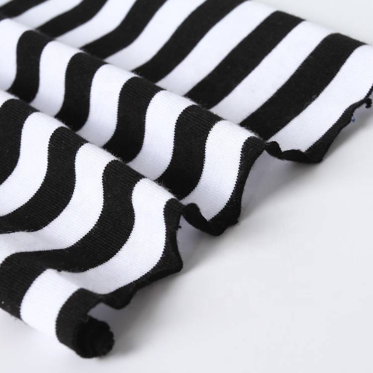 fast delivery shrink-resistant yarn dyed 100% cotton stripe jersey knit fabric for dress