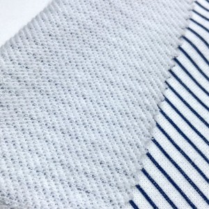 Komfortabel t-skjorte stripetrykt polyester bomull strikking TC liten løkke fransk frottéstoff
