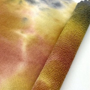 Hot selling 100% cotton 280GSM tie dyed knitting french terry loop fabric for t-shirt