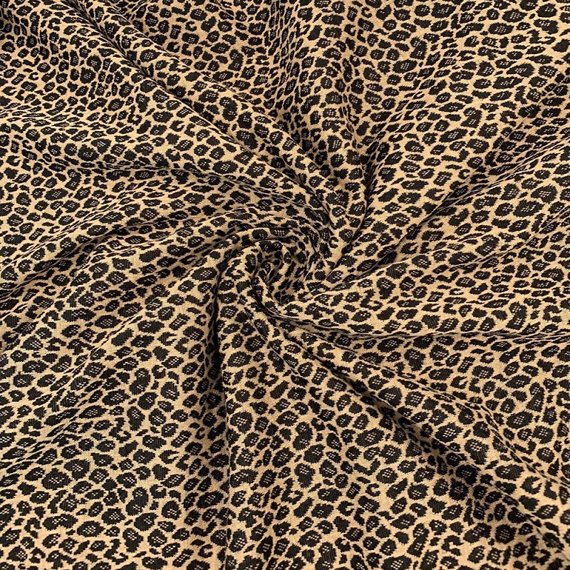 Popular Design for Knitting Jacquard Fabric - Factory Custom Leopard Print Knitted Yarn Dyed Jacquard 98%Polyester 2%Spandex 260GSM Fabric for Dress, Sweater – Starke