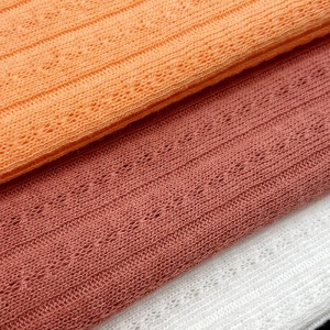 အထူးဆွယ်တာအင်္ကျီဒီဇိုင်း 60% ချည် 40% polyester knit 210GSM hacci cvc ribbed အထည်