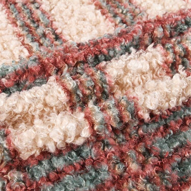 Cores contrastantes vermelho 100% poliéster tricotado tecido de lã Sherpa escovado telas xadrez para roupas femininas