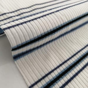 2022 Spring Yarn Dyed Poly Rayon Spandex Stripped Rib Fabric