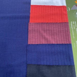Stretch 93 polyester 7 spandex blanding strikket ensfarget ribbestoff for skjortekrage