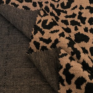 Populêre Leopard Print Knitted Jacquard Stof 98% Polyester 2% Spandex 260GSM Yarn Dyed Jacquard Jurk Stof