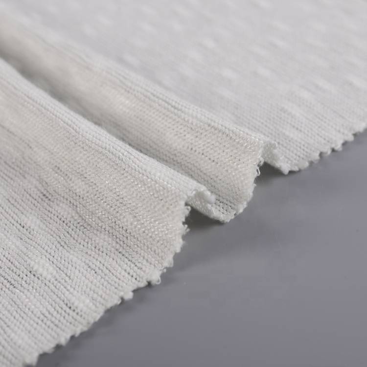 bag-ong estilo nga hilo nga tinina nga plain polyester rayon spandex knitted weft T/R slubbed fabric