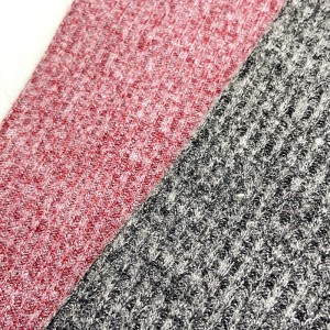 High quality cardigan stretched polyester rayon nylon blend 280GSM knitting brushed hacci 2*2 rib fabric