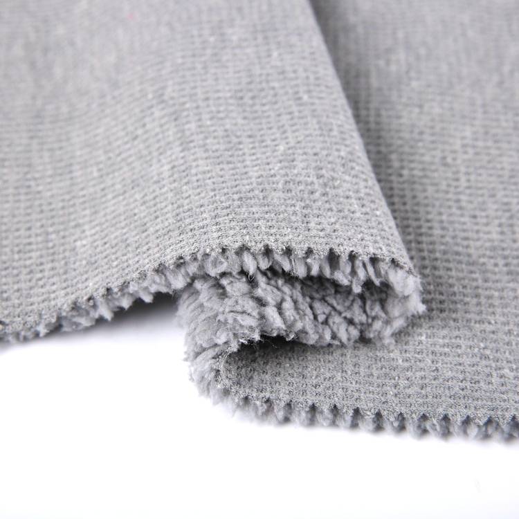 China custom wholesale CVC face waffle knit fabric bonded sherpa para sa outerwear