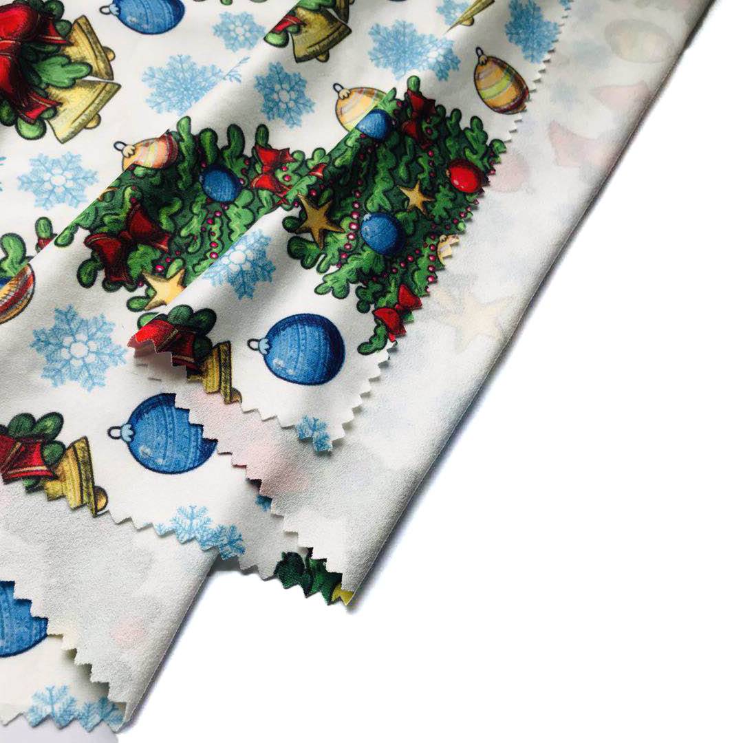 Jultyg Polyester Spandex tryckt Mjölksilketyg till jul